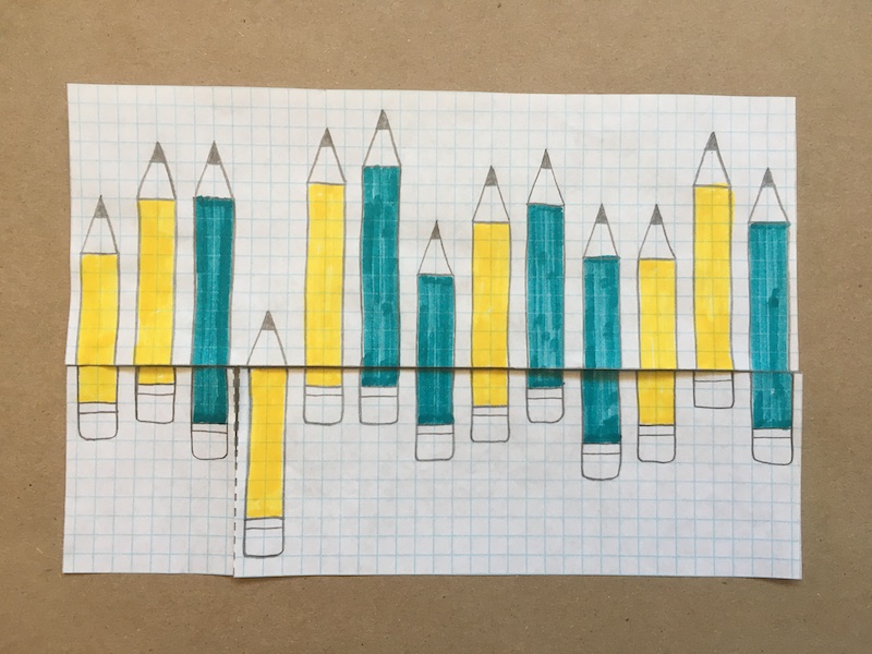 Thirteen pencils drawn on paper