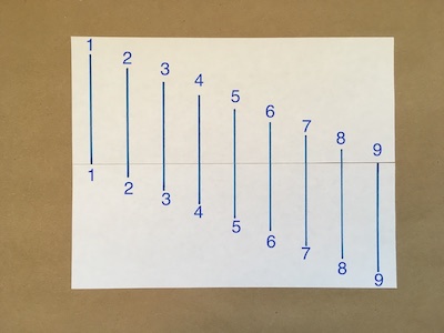 Nine numbered lines drawn on a piece of paper