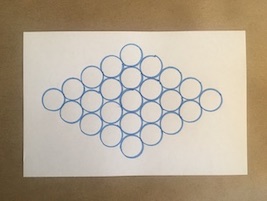 25 circles arranged in a diamond