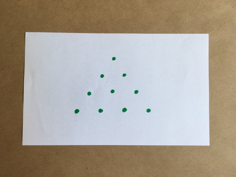 Ten dots drawn in a triangular grid