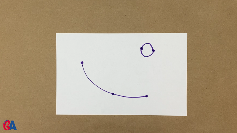 3 dots on a paper with some connected