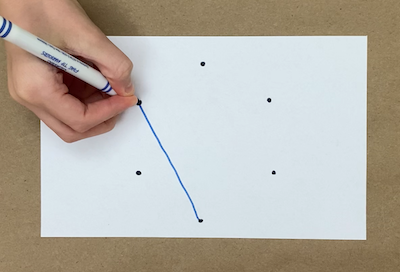 A blue line connecting dots