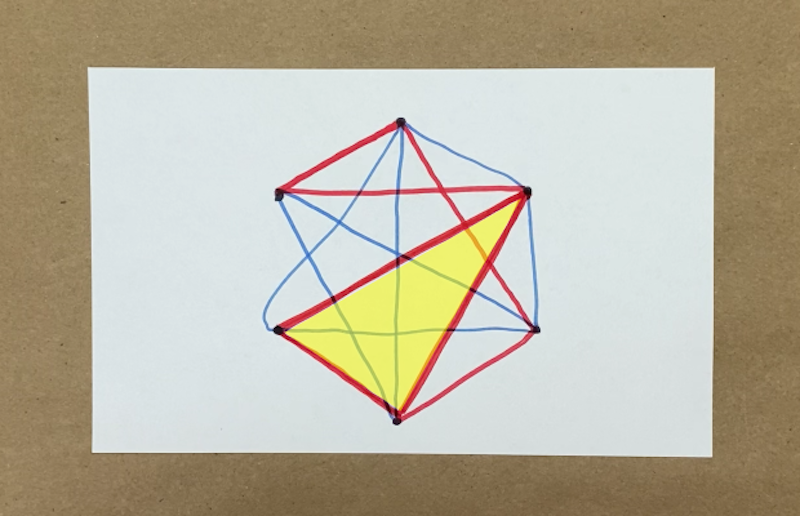 A triangle with all sides red